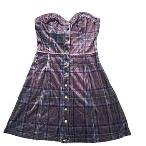 Chaser dress strapless velvet stretch plaid